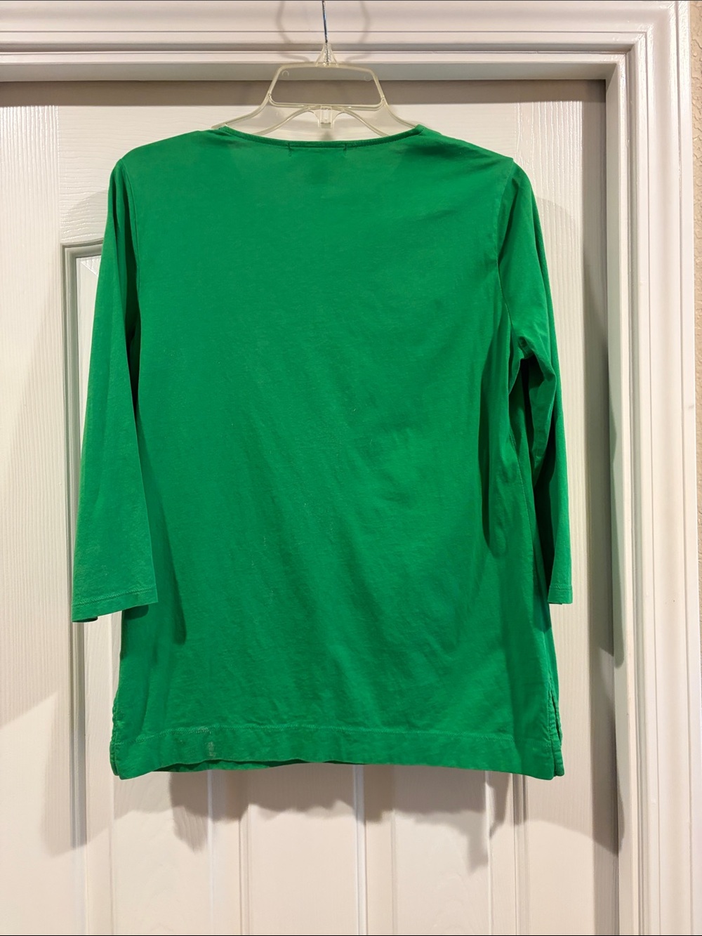 Lauren Ralph Lauren Bright Green Split V-Neck 3/4 Sleeve Tunic like new size M - Picture 4 of 4